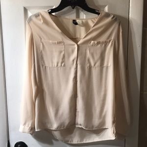 Blush/Nude Button Up Long Sleeve Blouse H&M